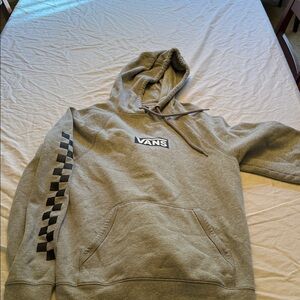 Vans Gray Hoodie with Black Checkered Sleeve